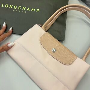NWT Longchamp Light Pink Nylon and Leather Large Le Pliage Tote